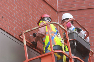 blowing out the brick dust