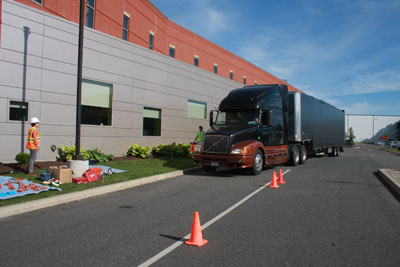 Truck moves into place for transfer
