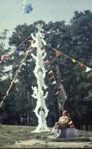 The totem before it was painted